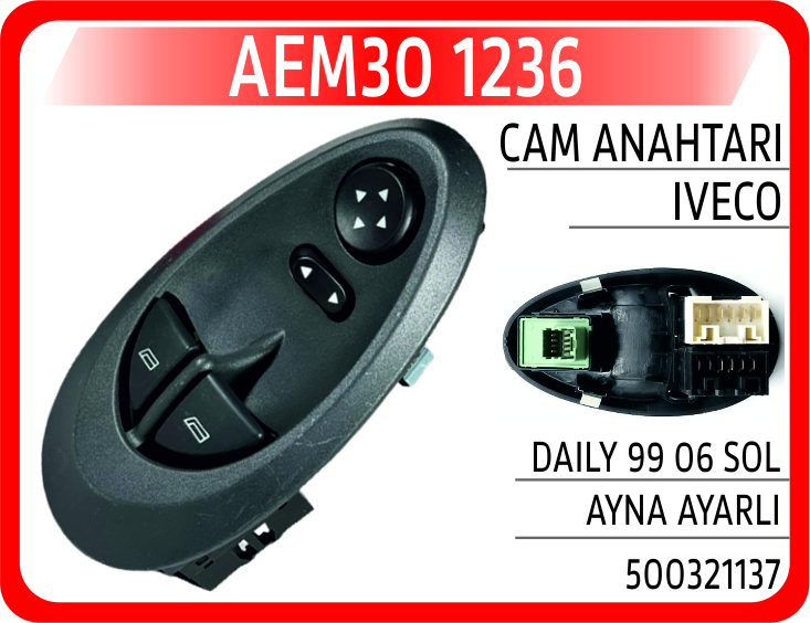 Cam Anahtarı Iveco Daily 99 06 Sol Ayna Ayarli