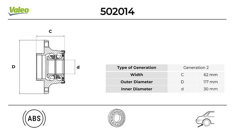 ARKA TEKER PORYASI (RULMANLI) DOBLO-BIPPER-NEMO-TEMPRA-MAREA-PALIO-SIENA-PUNTO-FIORINO-LINEA ABS`Lİ (30x117x61.7)
