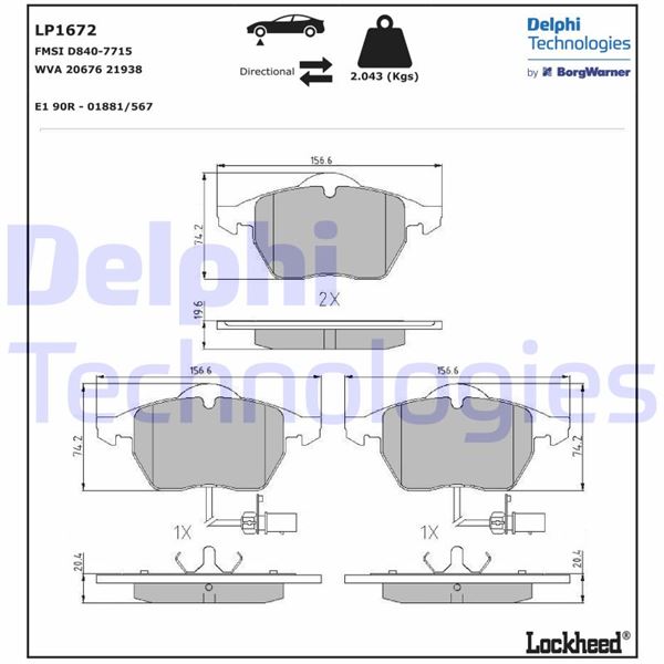 ÖN BALATA FİŞLİ BÜYÜK TİP PASSAT-A4-A6 (97-04) (GDB1307)
