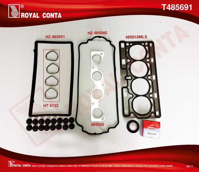 MOTOR TAKIM CONTASI UST REINZ KECELI VE SUBAP LASTIKLI CLIO-TWINGO 1.2 16V D4F