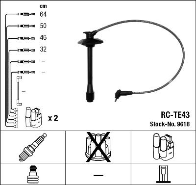 BUJİ KABLOSU TOYOTA CORONA 2.0L 3S-FE ST191 92-94 / CARINA E 2.0L 3S-FE ST191E 95-98 / RAV4 2.0L 3S-FE SXA10 95-00 (RC-TE43)
