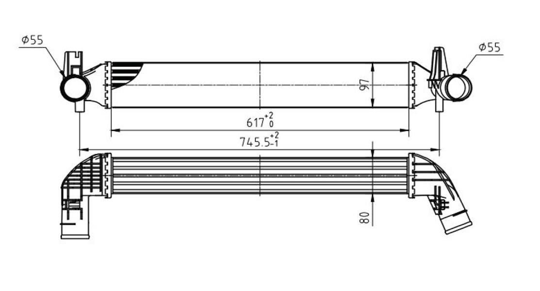 TURBO RADYATORU (INTERCOOLER) POLO 10> A1 11> IBIZA 09> 1.4-1.8-2.0 (617X97X80) (MEK) (AL/PL/BRZ)