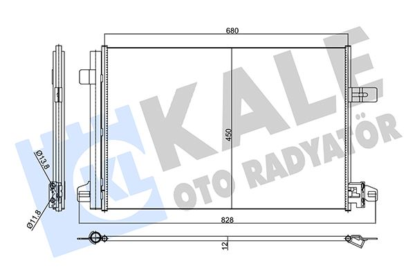 KONDENSER VOLKSWAGEN TRANSPORTER VI-MULTIVAN VI 2.0TDI 15=> (12V) (KURUTUCULU) [12MM] AL/BRZ 664X450.5X12