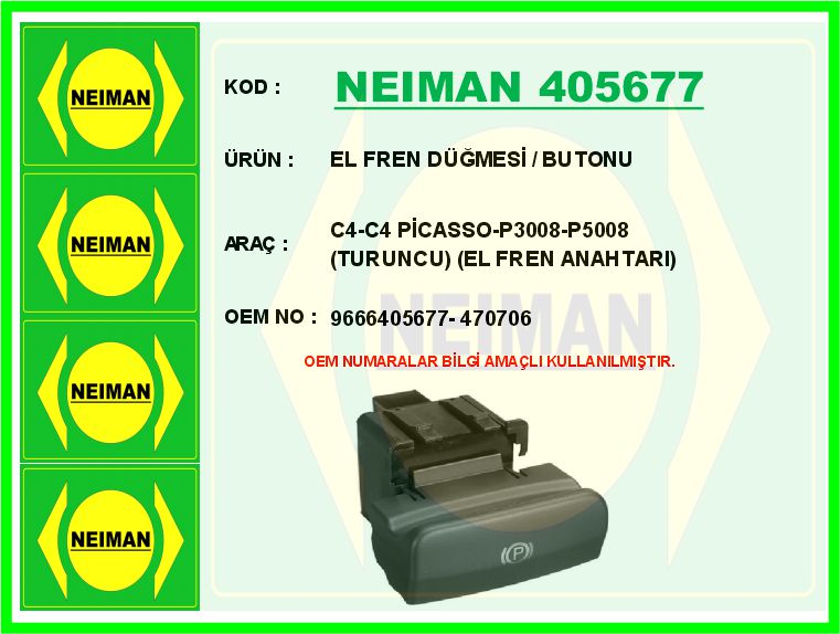 El Fren Düğmesi / Butonu C4-C4 PİCASSO-P3008-P5008...