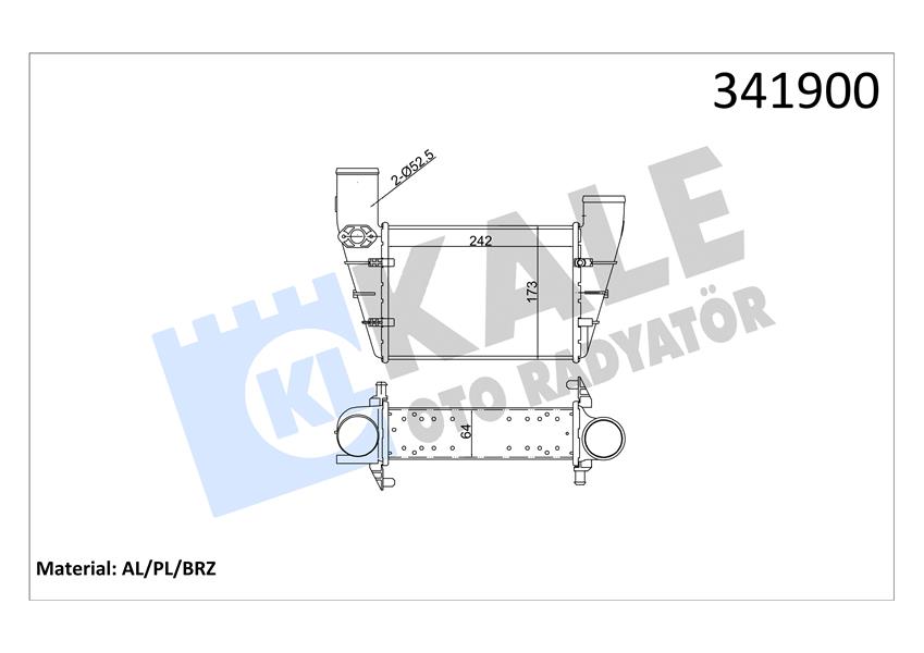 TURBO RADYATÖRÜ (INTERCOOLER) PASSAT-A4-A6 1.8T 1.9TDI (0005) (240.8X166.2X67) (AL-PL-BRZ)