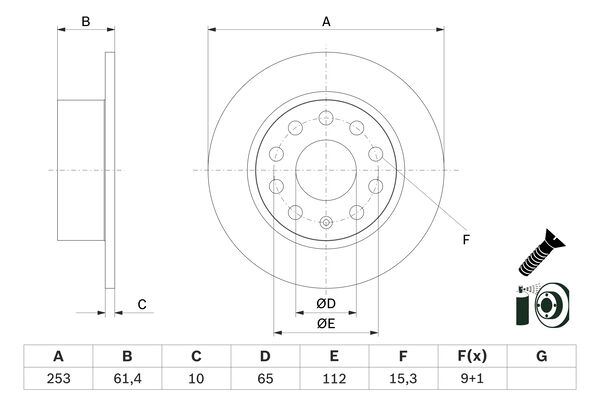 FREN DİSKİ ARKA SKODA OCTAVIA III 12>20 (253x10x61.4)