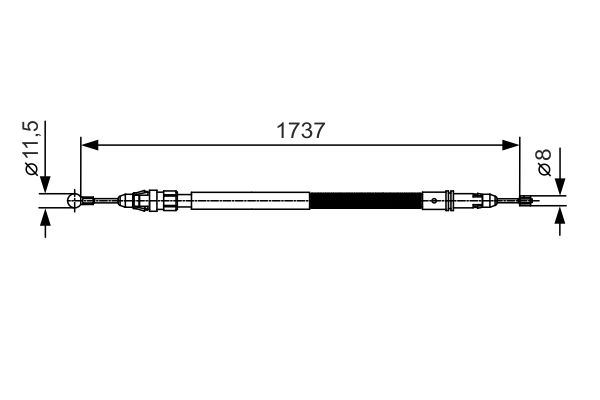 EL FREN TELİ ARKA PEUGEOT EXPERT 07>16 CITROEN JUMPY 07>16 (DİSK FREN-UZUN KASA) (1737mm/1591mm)