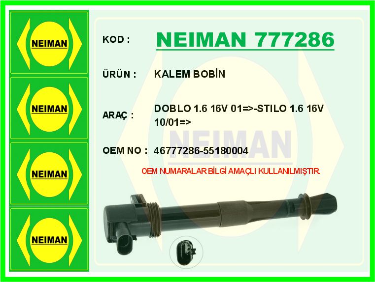 ATEŞLEME BOBİNİ FIAT DOBLO 01> PALIO 01> STILO 01>08 1.6 16 V (KALEM BOBİN)