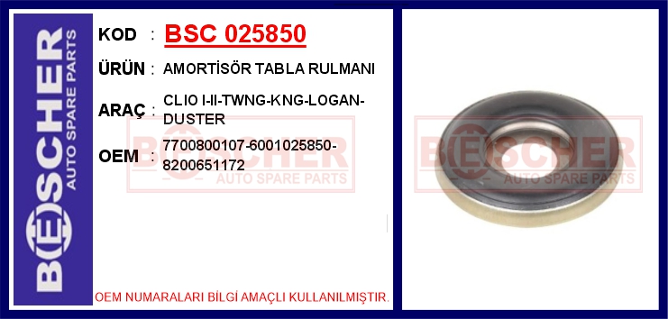 Amortisör Tabla Rulmanı