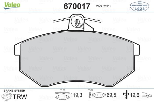 ÖN BALATA PASSAT 1.8 (88-96) AUDI 80 A41.6 1.9TDİ (95-10) (119.3x69.6x19.4 mm) (GDB854)