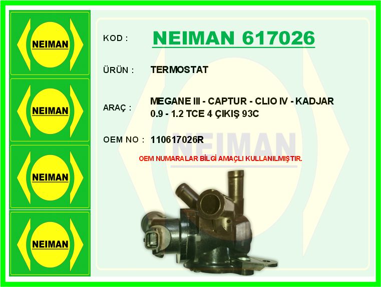 TERMOSTAT 95° RENAULT MEGANE IV 15> KADJAR 15> SCENIC IV 15> 1.2 TCE H5F