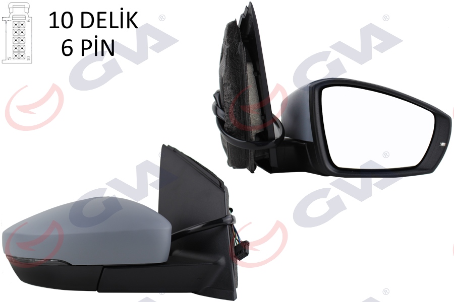 DIS DIKIZ AYNASI ELEKTRIKLI ISITMALI SINYALLI SAG (DIKDORTGEN SOKET) VOLKSWAGEN POLO VI 09->