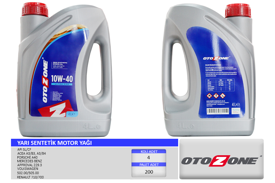 Motor Yağı 10W40 4 Lt Ultra Yari Sentetik Api