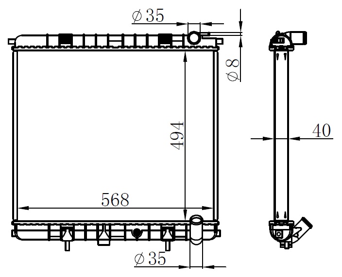 RADYATÖR BRAZİNG RANGEROVER 4.0İ-4.6İ 98=> (MEK-OTOM) (494x568x40)