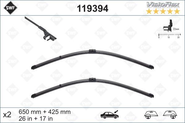 SİLECEK SÜPÜRGESİ ÖN TAKIM FORD FOCUS 04> ÖLÇÜLERİ: 430 / 650 MM