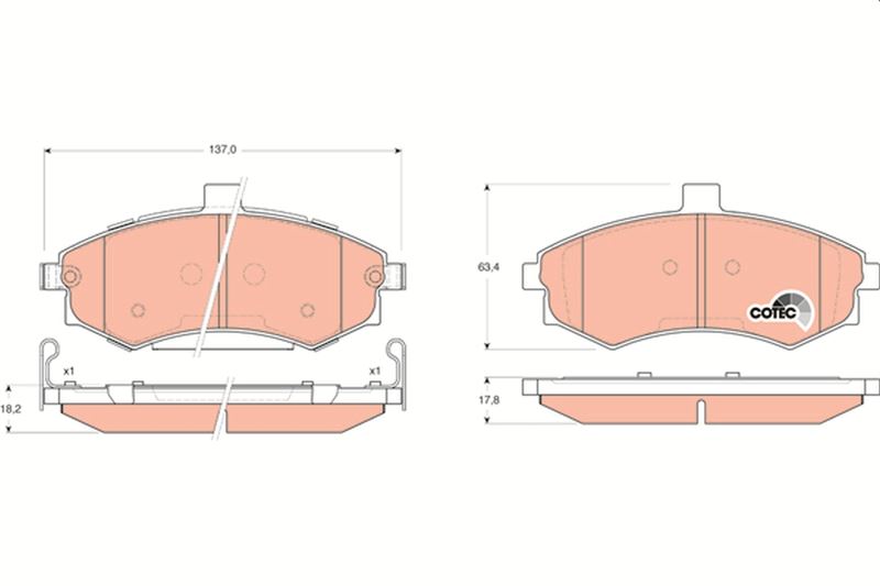 ÖN FREN BALATA HYUNDAI MATRIX 1.5L D4FA CRDi dizel 05-> / ELANTRA 1.6L benzinli 01-03 - tepeli tip (137mm)