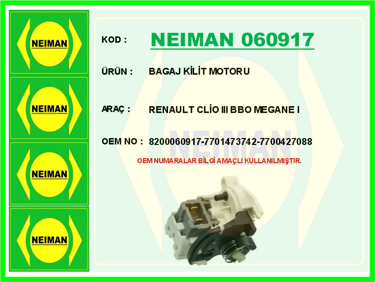 Bagaj Kilit Motoru