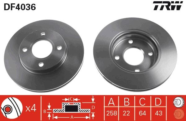 ÖN FREN AYNASI FOCUS (98-04)FIESTA 1.4TDCİ 96>FUSION 02>KA 03>MAZDA 2 03>(258x22x4DLxHAVALI)(8213017