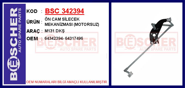 Ön Cam Silecek Mekanizmasi (Motorsuz) M131 Dkş