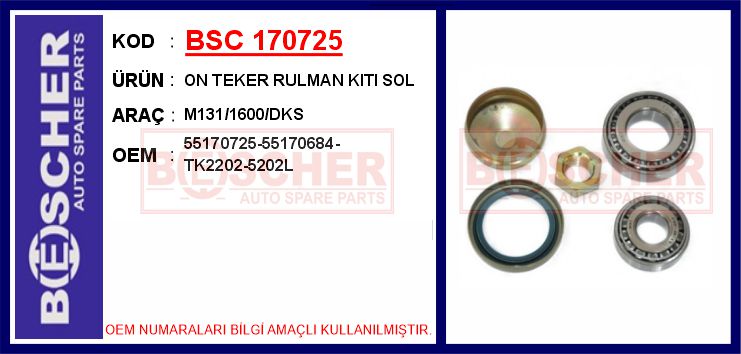 Ön Teker Rulman Kiti Sol M131/1600/DKS