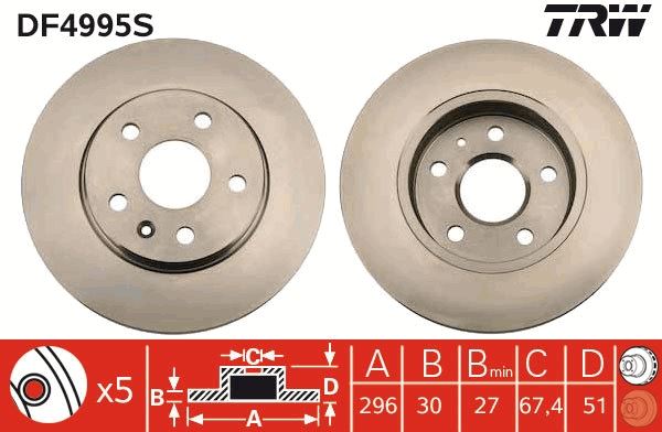 ÖN FREN AYNASI INSIGNIA A 08> SAAB 9-5 (YS3G) 10> (16 JANT) (296x30x5DLxHAVALI) (13501307-569063)