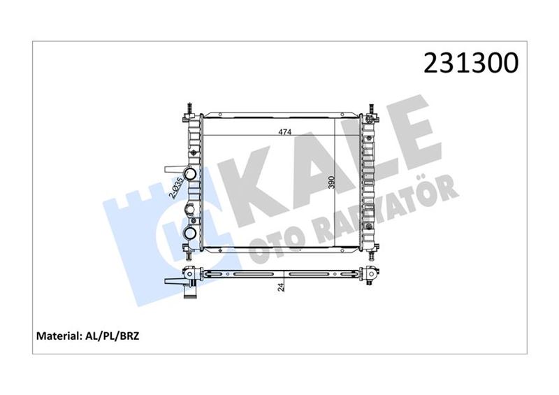 RADYATÖR BRAVO-BRAVA-MAREA 1.2-1.4-1.6 6V (AC+MEK) (480x415x23)