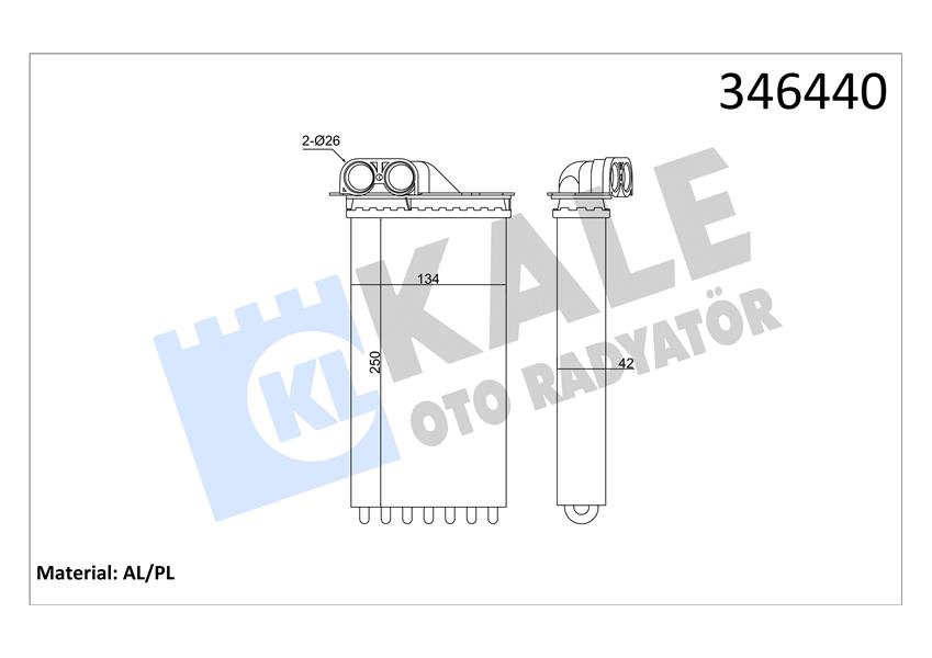 KALORIFER RADYATORU C2 03>C3 02/02>1007 10/05> 1.4-1.6-1.6 16V-1.4HDI (250X140)