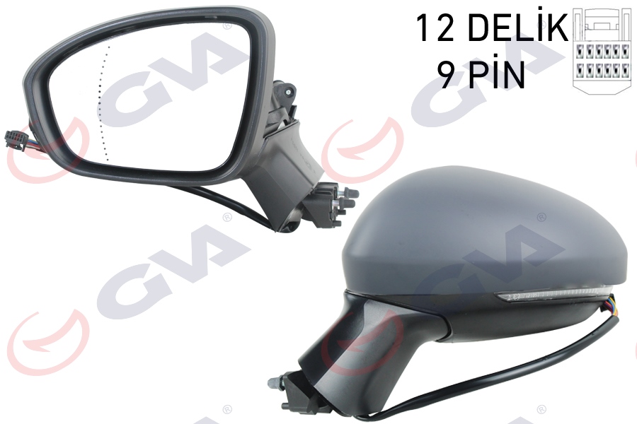 DIŞ DİKİZ AYNASI SOL ELEKTRİKLİ+ISITMALI+SİNYALLİ+KATLANIR+ASTARLI+ASFERİK CLIO V (19-) 12H9P