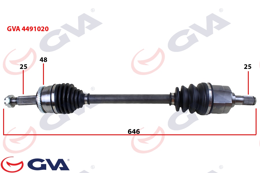 KOMPLE AKS SOL HYUNDAI İ20 1.4L D4FC CRDİ 08-15 ABS`Lİ (25X27 - ABS= 48 DİŞ) KOMPLE BOY = 646MM