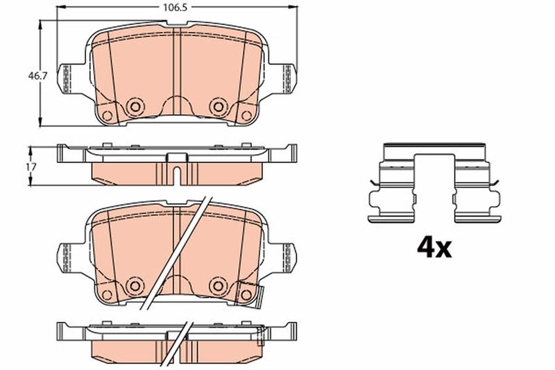 ARKA FREN BALATASI OPEL ASTRA K 1.0-1.4-1.4T-1.6T-1.6 CDTI 16>22 (106.5x46.3x16.6)