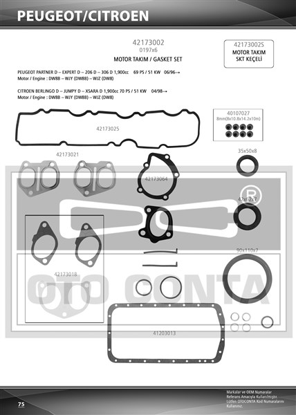 Motor Takım Contası Skc'siz P206-P306-PARTNER-BERL...