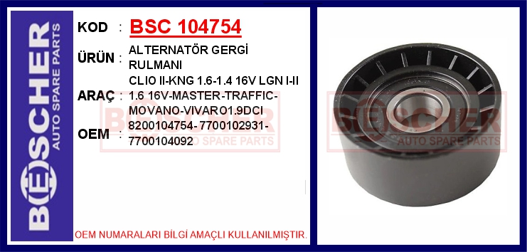 Alternatör Gergi Rulmanı