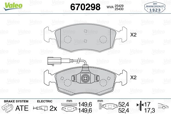 ÖN FREN BALATASI FIAT 500 10> 500 C 12> PUNTO 09> PUNTO EVO 09> K:17.1 MM G:149.3 MM