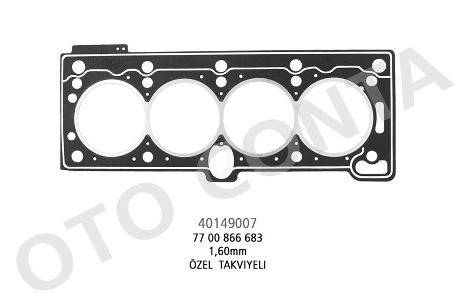 SİLİNDİR KAPAK CONTASI RENAULT MEGANE I-CLIO II-SYMBOL 1.4-1.6 8V-R19 1.4I-DACIA SOLENZA (K7M-K7J) (LPG`Lİ ARAÇLARA ÖZEL TAKVİYELİ 1.60mm BEYAZ)