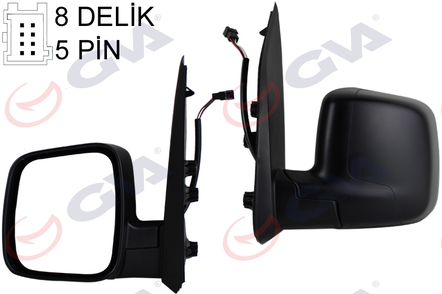 DIŞ DİKİZ AYNASI SOL FIORINO-BIPPER-NEMO 07> ELEKTRİKLİ+ISITMALI+KONVEKS 5 FİŞ VM-6115EHL