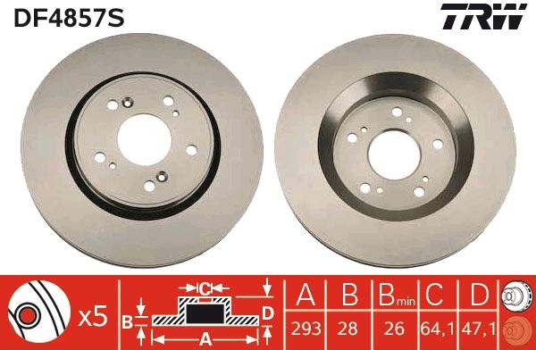 ÖN FREN DİSKİ (HAVA KANALLI) HONDA CR-V 2,0L R20A2 RE5 06-12 / 2,2L N22A CTDi RE6 dizel 06-> / 1,6L N16A2 RE6 İ-DTEC dizel 4x2 13-> (293 çap x 5 bijon) - Adet disk fiyatıdır
