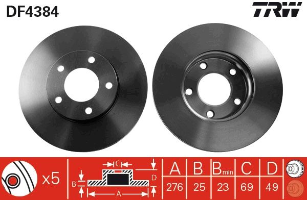 ÖN FREN DİSKİ (HAVA KANALLI) MAZDA 3 1.6L Y6 Z6 (BK BL kasa) 03-14 (278 çap x 5 bijon) - Takım disk fiyatıdır