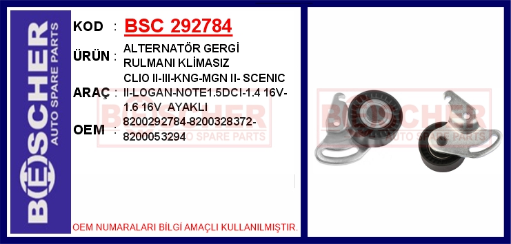 Alternatör Gergi Rulmanı Klimasiz