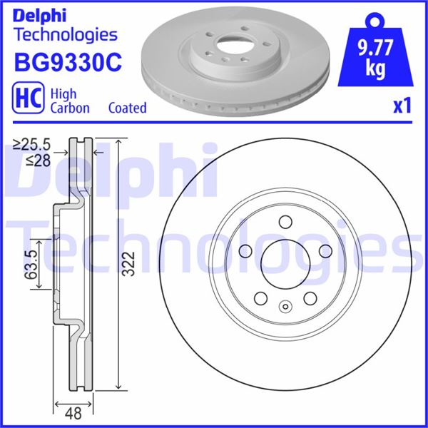 FREN DİSKİ (TEKLİ PAKET) - BOYALI. DELİKLİ ÖN VOLVO S90. V90. XC40 03/2016 > 18> XC60 II 19> ( 17 JANT ) TEKLI