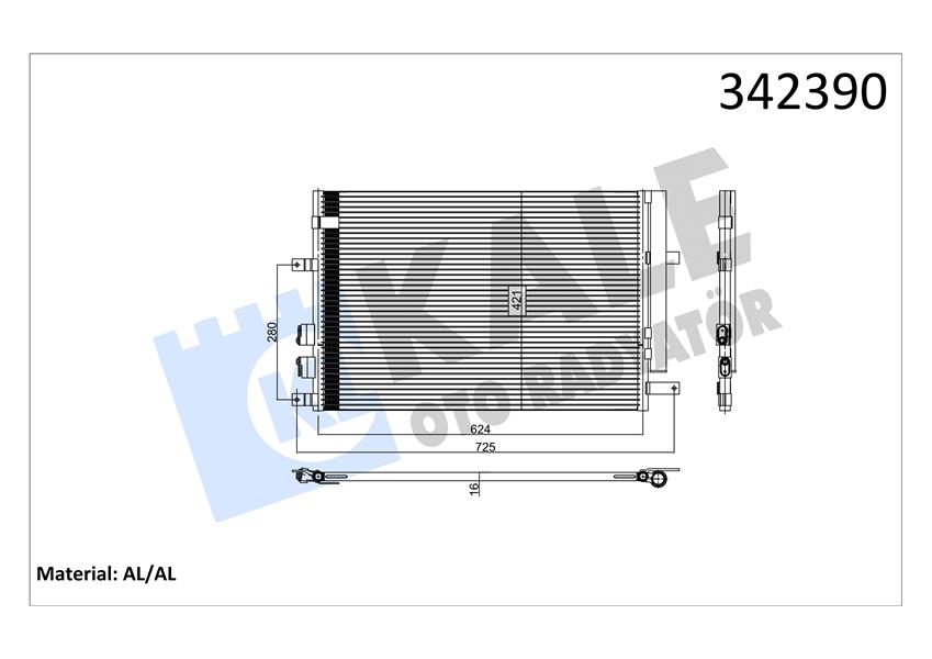 KLİMA RADYATÖRÜ ALFA ROMEO 159 1.9 JTDM -2005 => (606x408x16)