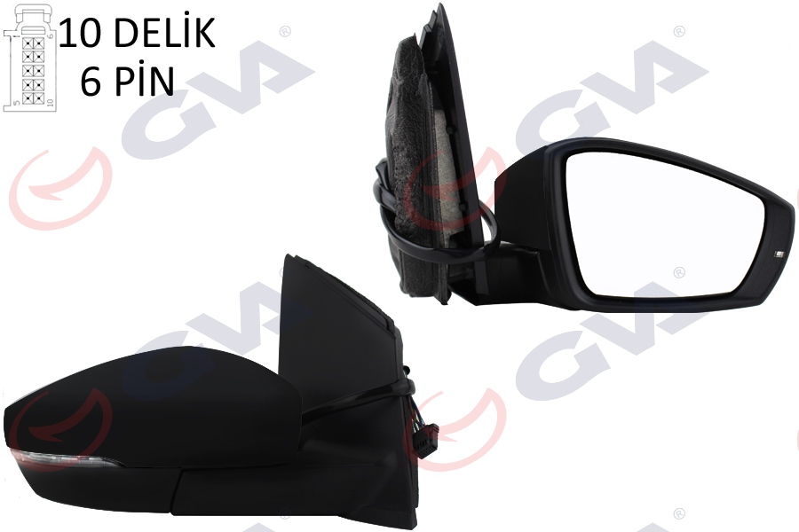 DIŞ DİKİZ AYNASI SAĞ POLO 09> ELEKTRİKLİ+ISITMALI+SİNYALLİ+ASFERİK 6 FİŞ VM-388NEHR