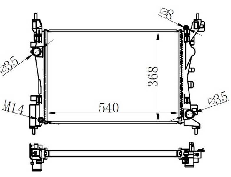 MOTOR SU RADYATORU BRAZING NEMO 08>BIPPER 08>FIORINO 08> 1.4 MANUEL SANZUMAN 540×368X18