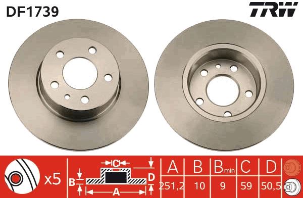 ARKA FREN DİSKİ ALFA ROMEO 147 01>10 156 97>05 164 92>98 (251.5x10x50.6MM)