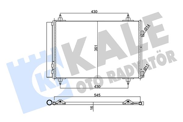 KLİMA KONDENSERİ BERLINGO-PARTNER 08>C4 04>307 00>1.4 16V1.6 16V-2.0 16V (AL/AL) (570x359x16)