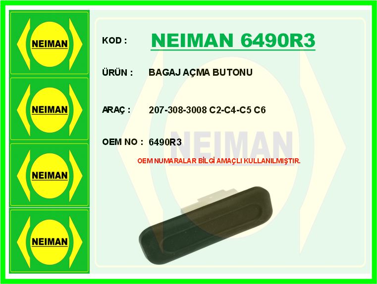 BAGAJ AÇMA BUTONU (TUTAMAĞI) PEUGEOT P207 06>12 P308 07>14 P508 10>18 P3008 09>16 RZC 10>15 CITROEN C2 03>12 C4 PICASSO 06>13 C5 08>16 C6 06>12