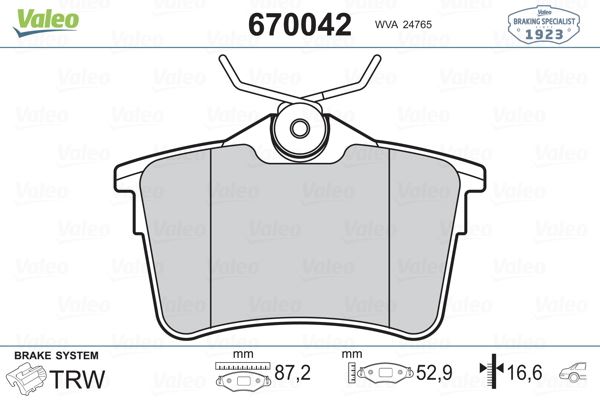 ARKA FREN BALATASI PEUGEOT 308 SW 07>/PARTNER 1.6/1.6D 08>/PARTNER TEPEE 1.6/1.6D 08>/CITROEN BERLİNGO 1.6/1.6D 08>
