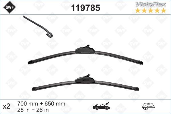 Silecek 70+65cm (Flatblade-muz Tipi) P307 05/01=&g...