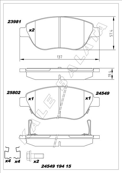 ÖN BALATA CORSA D (BÜYÜK TİP) 1.3 CDTI 07/06=> FIAT 500L 12> 0.9T 1.4 1.3D MTJ 1.6D MTJ