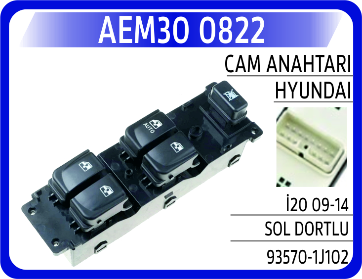 CAM ANAHTARI HYUNDAI İ20 09-14 SOL DORTLU