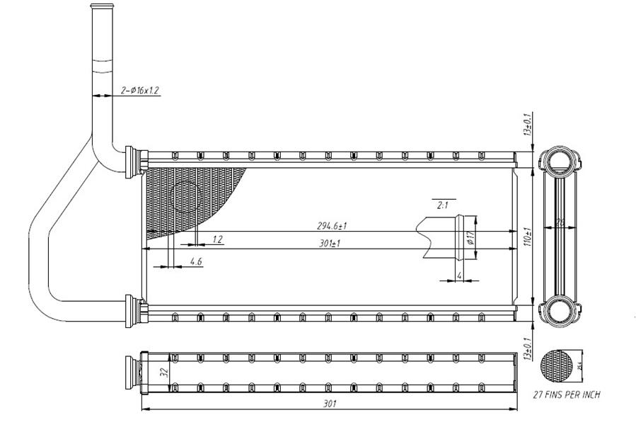 Kalorifer Radyatörü Cr-v (01-06) Brazed 111x291x26...